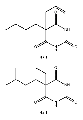 2,4,6(1H,3H,5H)-Pyrimidinetrione, 5-ethyl-5-(3-methylbutyl)-, monosodi um salt, mixt. with 5-(1-methylbutyl)-5-(2-propenyl)-2,4,6(1H,3H,5H)-p yrimidinetrione monosodium salt Structure