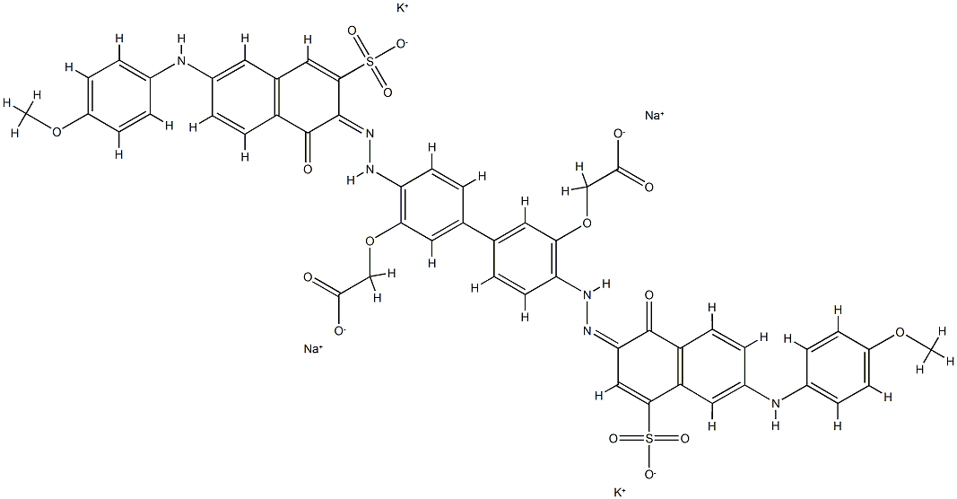 Acetic acid, 2,2'-[[4-[[1-hydroxy-6-[( 4-methoxyphenyl)amino]-3-sulfo-2-naphthalenyl]azo ]-4'-[[1-hydroxy-6-[(4-methoxyphenyl)amino]-4-sulf o-2-naphthalenyl]azo][1,1'-biphenyl]-3,3'-diyl]b is(oxy)]bis-, potassium sodium salt|