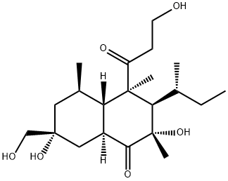 (2S,4aα,8aβ)-3,4,4a,5,6,7,8,8a-Octahydro-2,7β-dihydroxy-7α-(hydroxymethyl)-4α-(3-hydroxy-1-oxopropyl)-2,4β,5α-trimethyl-3α-[(R)-1-methylpropyl]-1(2H)-naphthalenone Struktur