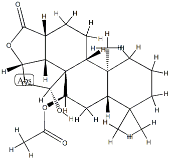 (3R,3aα,5aα,9aβ,11aα,12R)-3β,3bβ-(Epoxymethano)-4α,12-dihydroxy-3a,3b,4,5,5a,6,7,8,9,9a,9bα,10,11,11a-tetradecahydro-6,6,9a-trimethylphenanthro[1,2-c]furan-1(3H)-one 4-acetate 结构式