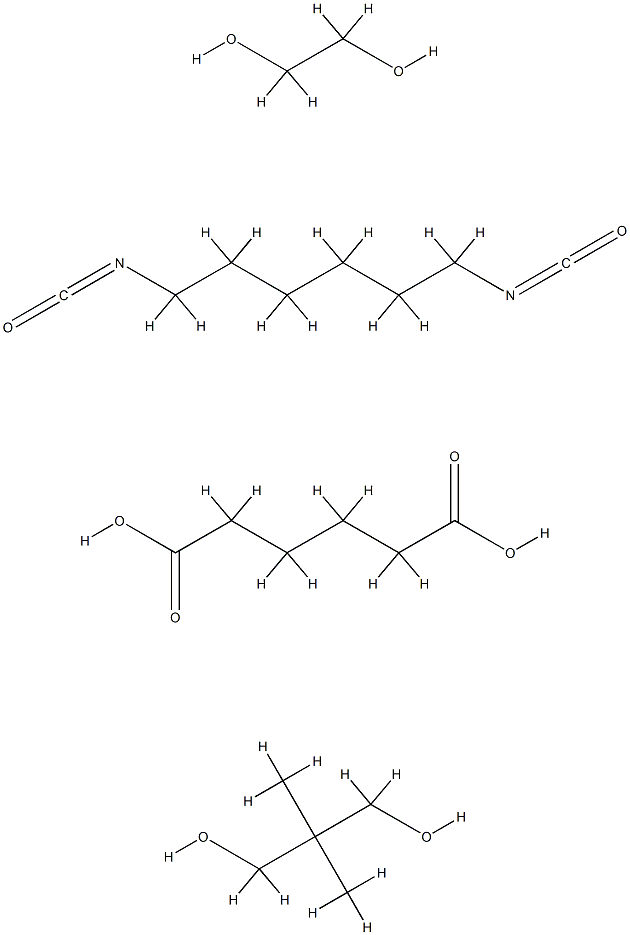 Hexanedioic acid, polymer with 1,6-diisocyanatohexane, 2,2-dimethyl-1,3-propanediol and 1,2-ethanediol Structure
