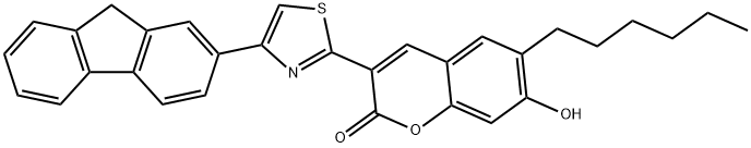 3-[4-(9H-fluoren-2-yl)-1,3-thiazol-2-yl]-6-hexyl-7-hydroxy-2H-chromen-2-one|