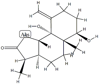 (3R)-3aβ,4,5,5a,6,7,8,9,9a,9bα-Decahydro-6α,9aβ-dihydroxy-3α,5aα-dimethyl-9-methylenenaphtho[1,2-b]furan-2(3H)-one Structure