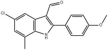 1H-Indole-3-carboxaldehyde,5-chloro-2-(4-methoxyphenyl)-7-methyl-(9CI) Structure