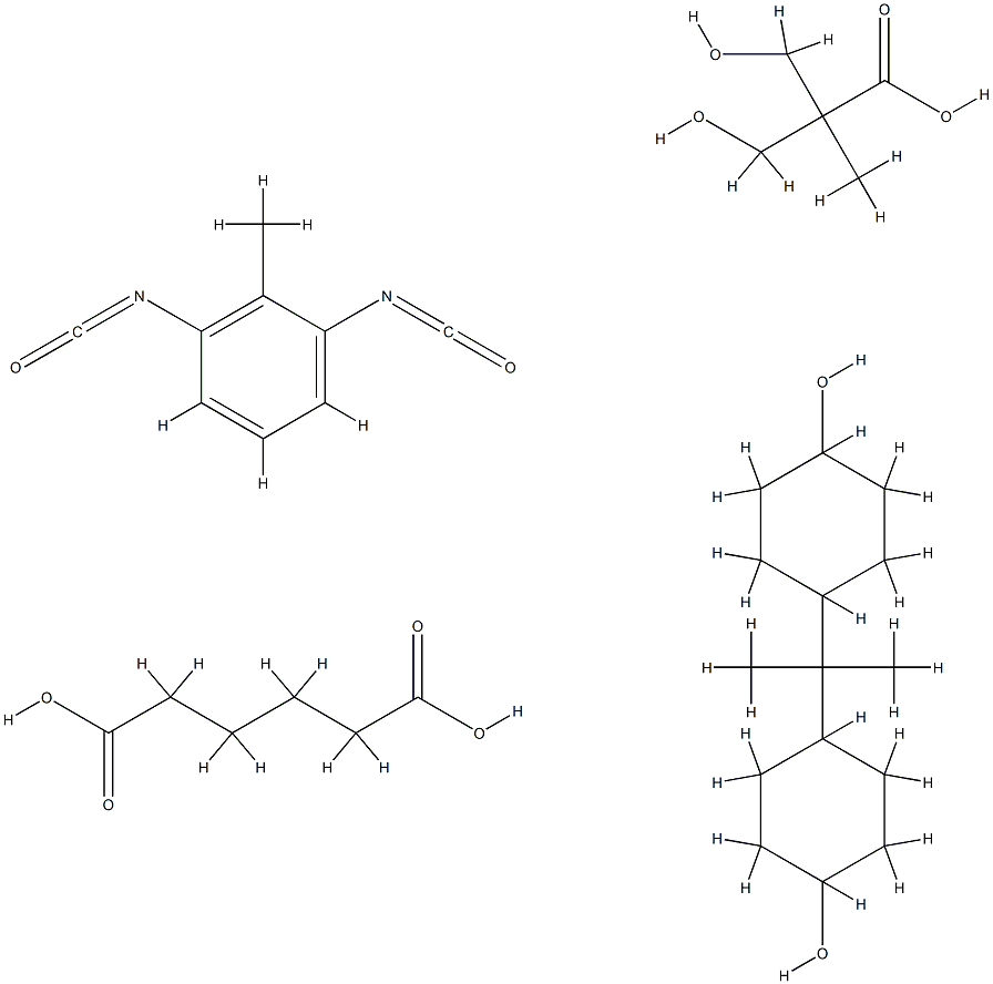 Hexanedioic acid, polymer with 1,3-diisocyanatomethylbenzene, 3-hydroxy-2-(hydroxymethyl)-2-methylpropanoic acid and 4,4-(1-methylethylidene)biscyclohexanol Structure