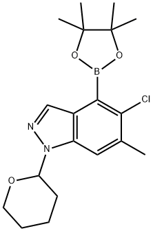 5-氯-6-甲基-1-(四氢-2H-吡喃-2-基)-4-(4,4,5,5-四甲基-1,3,2-二氧杂硼烷-2-基)-1H- 吲唑, 2374152-77-7, 结构式