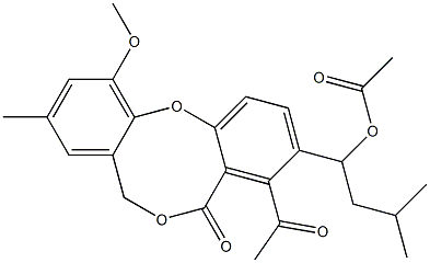 Acetic acid 1-(4-acetyl-11-methoxy-9-methyl-5-oxo-5H,7H-dibenzo[b,g][1,5]dioxocin-3-yl)-3-methylbutyl ester