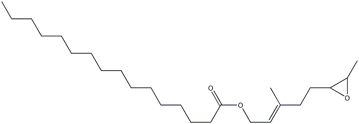 Hexadecanoic acid 5-(3-methyloxiran-2-yl)-3-methyl-2-pentenyl ester Structure