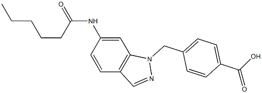 4-(6-Hexanoylamino-1H-indazol-1-ylmethyl)benzoic acid Structure