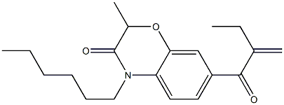 4-Hexyl-2-methyl-7-(2-ethylacryloyl)-4H-1,4-benzoxazin-3(2H)-one 结构式