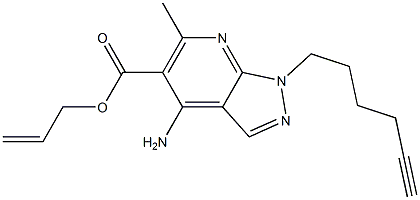 1-(5-Hexynyl)-4-amino-6-methyl-1H-pyrazolo[3,4-b]pyridine-5-carboxylic acid 2-propenyl ester