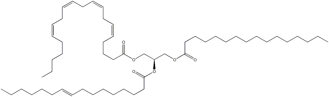 1-hexadecanoyl-2-(9Z-hexadecenoyl)-3-(5Z,8Z,11Z,14Z-eicosatetraenoyl)-sn-glycerol Structure