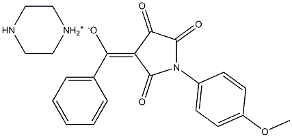 hexahydropyrazin-1-ium [1-(4-methoxyphenyl)-2,4,5-trioxotetrahydro-1H-pyrro l-3-yliden](phenyl)methanolate Structure