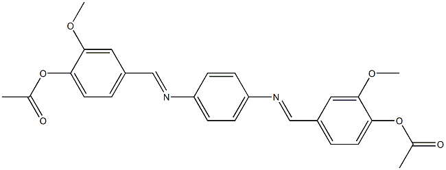 4-({[4-({(E)-[4-(acetyloxy)-3-methoxyphenyl]methylidene}amino)phenyl]imino}methyl)-2-methoxyphenyl acetate Struktur