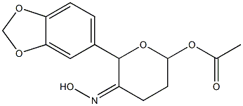Acetic acid [5-(hydroxyimino)-6-(1,3-benzodioxol-5-yl)tetrahydro-2H-pyran]-2-yl ester Structure