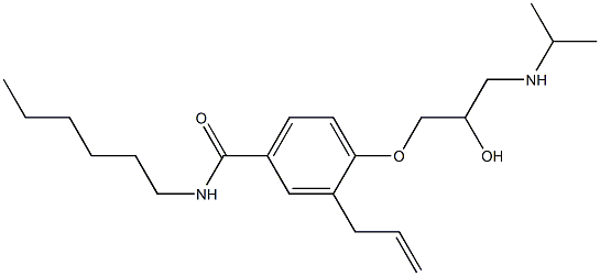 1-[4-[Hexylcarbamoyl]-2-(2-propenyl)phenoxy]-3-[isopropylamino]-2-propanol 结构式