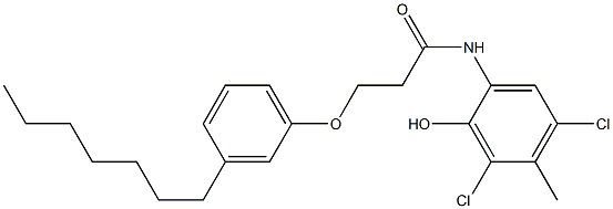 2-[3-(3-Heptylphenoxy)propanoylamino]-4,6-dichloro-5-methylphenol Structure