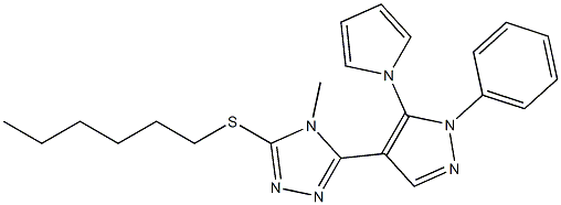 hexyl 4-methyl-5-[1-phenyl-5-(1H-pyrrol-1-yl)-1H-pyrazol-4-yl]-4H-1,2,4-triazol-3-yl sulfide