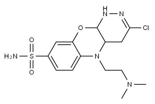 1,4,4a,10a-Tetrahydro-3-chloro-5-(2-dimethylaminoethyl)-5H-pyridazino[3,4-b][1,4]benzoxazine-8-sulfonamide Structure