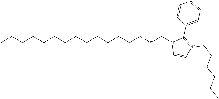 3-Hexyl-2-phenyl-1-[(tetradecylthio)methyl]-1H-imidazol-3-ium Structure