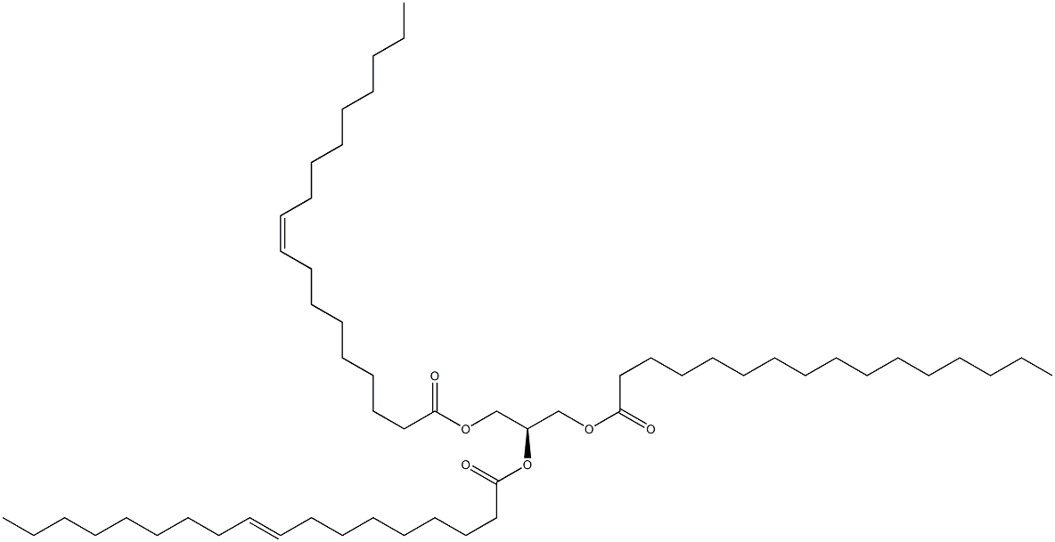 1-hexadecanoyl-2,3-di-(9Z-octadecenoyl)-sn-glycerol Structure