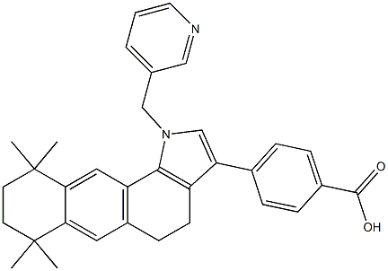 4-(4,5,7,8,9,10-hexahydro-7,7,10,10-tetramethyl-1-(3-pyridylmethyl)anthra-(1,2-b)pyrrol-3-yl)benzoic acid Structure