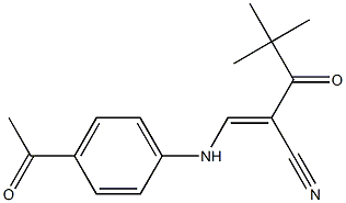 (E)-3-(4-acetylanilino)-2-(2,2-dimethylpropanoyl)-2-propenenitrile Struktur