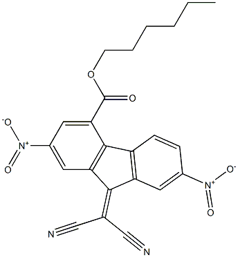 hexyl 9-(dicyanomethylidene)-2,7-dinitro-9H-fluorene-4-carboxylate Structure
