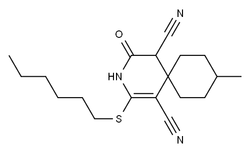 2-(hexylsulfanyl)-9-methyl-4-oxo-3-azaspiro[5.5]undec-1-ene-1,5-dicarbonitrile|