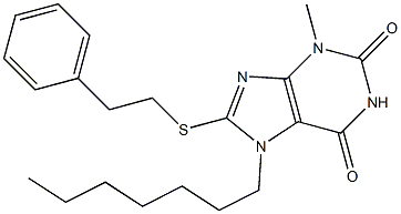 7-heptyl-3-methyl-8-[(2-phenylethyl)sulfanyl]-3,7-dihydro-1H-purine-2,6-dione Structure