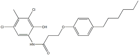 2-[3-(4-Hexylphenoxy)propanoylamino]-4,6-dichloro-5-methylphenol Structure