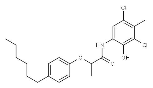 2-[2-(4-Hexylphenoxy)propanoylamino]-4,6-dichloro-5-methylphenol|