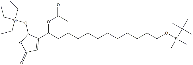 Acetic acid 1-[[2,5-dihydro-5-oxo-2-(triethylsiloxy)furan]-3-yl]-12-(tert-butyldimethylsiloxy)dodecyl ester Structure