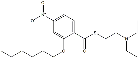2-(Hexyloxy)-4-nitrothiobenzoic acid S-[2-(diethylamino)ethyl] ester