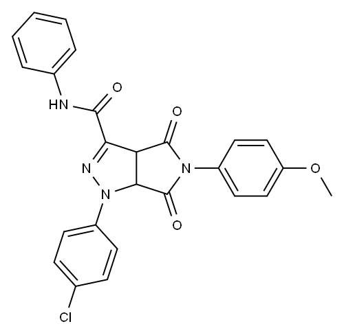 1,3a,4,5,6,6a-Hexahydro-4,6-dioxo-N-phenyl-5-(4-methoxyphenyl)-1-(4-chlorophenyl)pyrrolo[3,4-c]pyrazole-3-carboxamide Structure