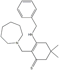 2-[[(Hexahydro-1H-azepin)-1-yl]methyl]-3-benzylamino-5,5-dimethyl-2-cyclohexene-1-thione Structure