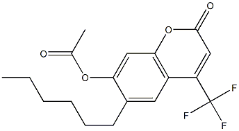 6-hexyl-2-oxo-4-(trifluoromethyl)-2H-chromen-7-yl acetate Structure