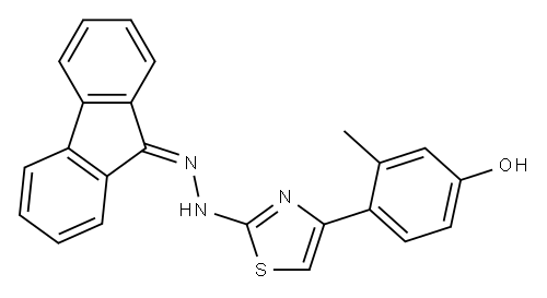 9H-fluoren-9-one [4-(4-hydroxy-2-methylphenyl)-1,3-thiazol-2-yl]hydrazone Structure