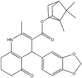 1,4,5,6,7,8-Hexahydro-5-oxo-2-methyl-4-(1,3-benzodioxol-5-yl)quinoline-3-carboxylic acid (1,7,7-trimethylbicyclo[2.2.1]heptan-2-yl) ester