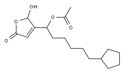 Acetic acid 1-[(2,5-dihydro-2-hydroxy-5-oxofuran)-3-yl]-6-cyclopentylhexyl ester Structure