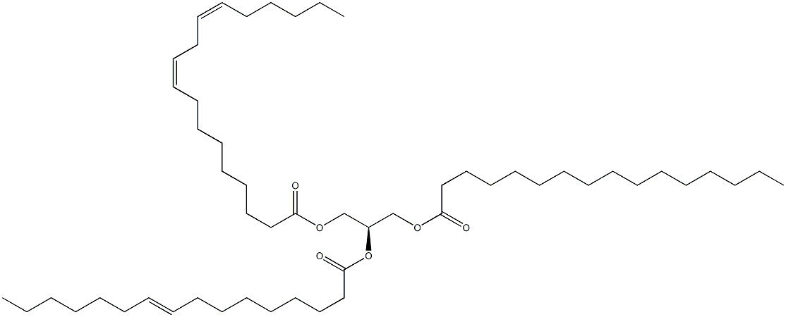 1-hexadecanoyl-2-(9Z-hexadecenoyl)-3-(9Z,12Z-octadecadienoyl)-sn-glycerol Structure