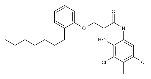 2-[3-(2-Heptylphenoxy)propanoylamino]-4,6-dichloro-5-methylphenol Structure