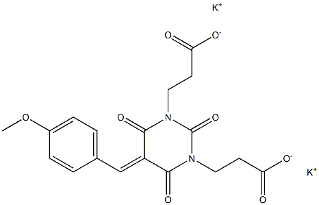 Hexahydro-5-(4-methoxybenzylidene)-2,4,6-trioxo-1,3-pyrimidinedipropionic acid dipotassium salt Structure