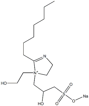 2-Heptyl-1-(2-hydroxyethyl)-1-[2-hydroxy-3-[(sodiooxy)sulfonyl]propyl]-2-imidazoline-1-ium Structure