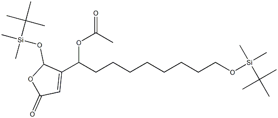 Acetic acid 1-[[2,5-dihydro-5-oxo-2-(tert-butyldimethylsiloxy)furan]-3-yl]-9-(tert-butyldimethylsiloxy)nonyl ester Structure