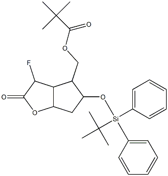 Hexahydro-3-fluoro-4-[(pivaloyloxy)methyl]-5-(tert-butyldiphenylsilyloxy)-2H-cyclopenta[b]furan-2-one Structure
