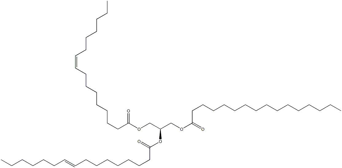 1-hexadecanoyl-2,3-di-(9Z-hexadecenoyl)-sn-glycerol 结构式
