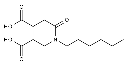 1-Hexyl-6-oxo-3,4-piperidinedicarboxylic acid 结构式