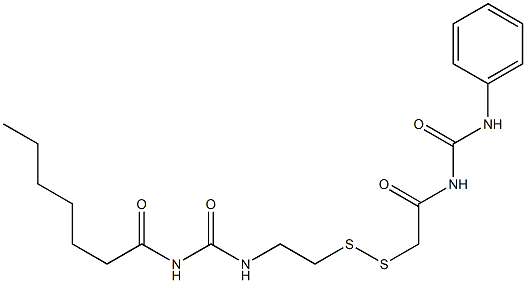 1-Heptanoyl-3-[2-[[(3-phenylureido)carbonylmethyl]dithio]ethyl]urea Structure
