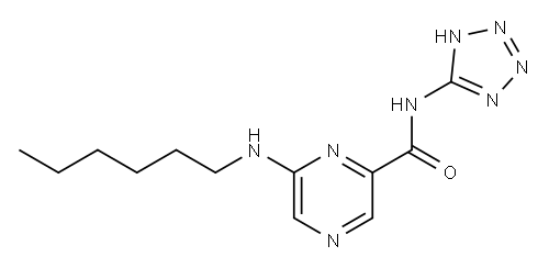 6-Hexylamino-N-(1H-tetrazol-5-yl)pyrazine-2-carboxamide Structure